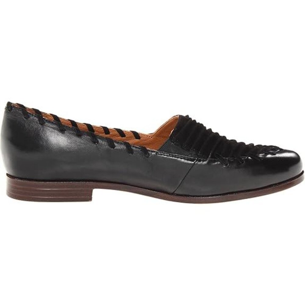 NEW Earthies Women Fontana Black Gathered Slip On Pointed Loafer Dress Shoes - Picture 2 of 7